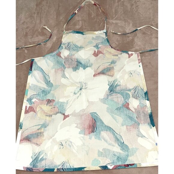 Chefs Bib Apron Cooking Baking Kitchen Abstract Flower Floral Green Adjustable - Picture 2 of 7